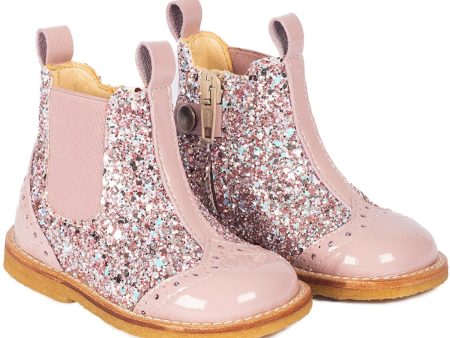 Angulus Mauve Mauve Glitter Classic Chelsea Boot med Glittrande Glitter Supply