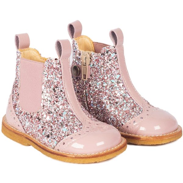 Angulus Mauve Mauve Glitter Classic Chelsea Boot med Glittrande Glitter Supply