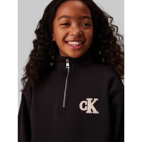 Calvin Klein Ck Black Teddy Monochram Zip Fleece Klänning Sale