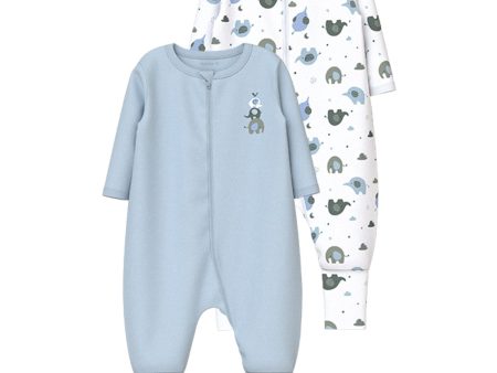 Name It Baby Blue Nattställ 2-pack Zip Elephant Noos Hot on Sale