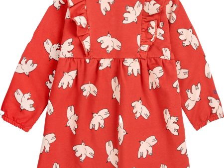 Bobo Choses Red Freedom Bird All Över Ruffle Dress For Sale