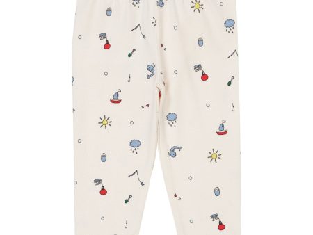 Copenhagen Colors Cream Fishing Print Jersey Leggings W Print Online Sale