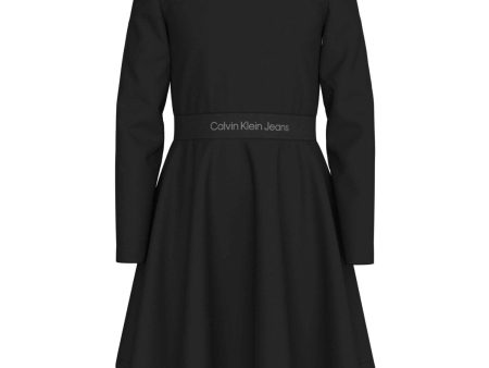 Calvin Klein Ck Black Locho Tape Punto Dress Online now